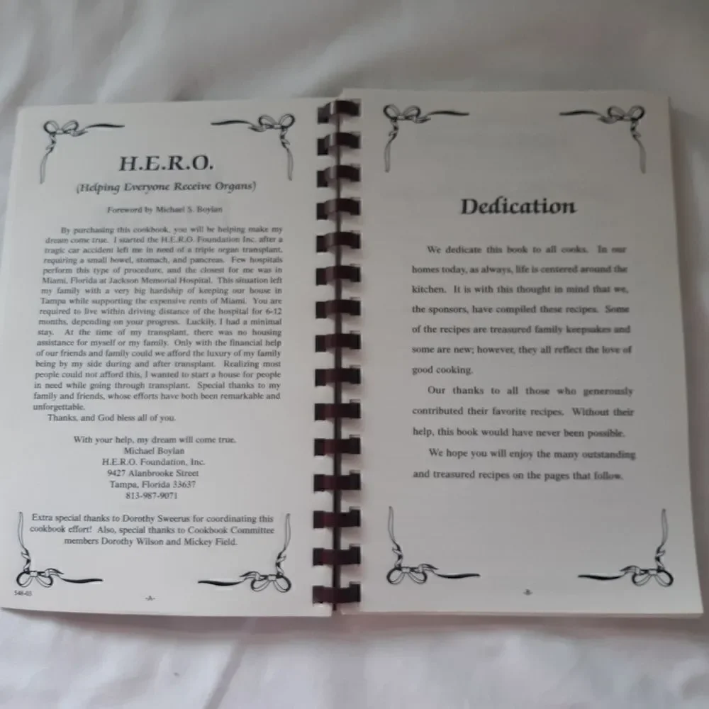 Vintage Cookbook‎ Florida H.E.R.O. Foundation Spiral Bound Tampa Florida 2003